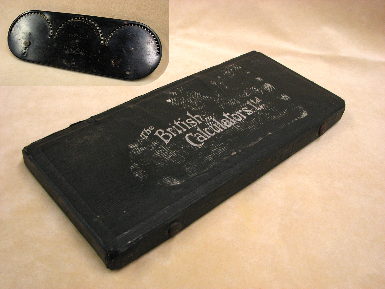 Rare Model C BriCal money calculating machine in case, circa 1910